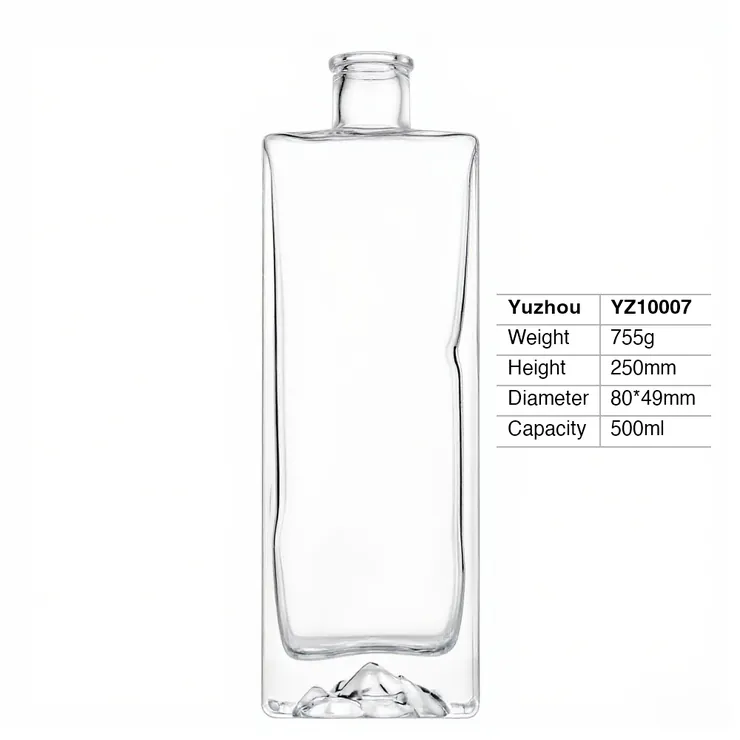 Rectangle Glass Bottle with Mountain Base