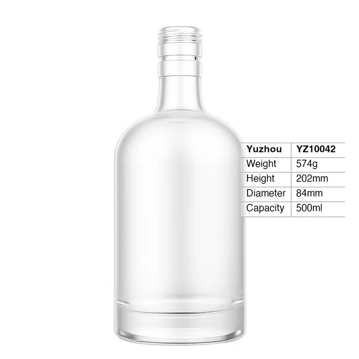 500ml Round Super Flint Glass Spirit Bottle with Heavy Base