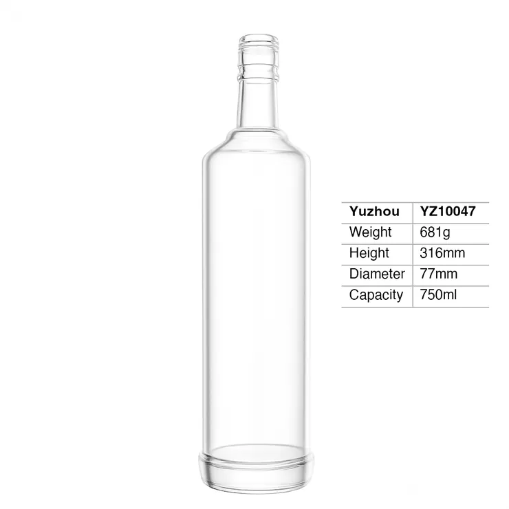 750ml Round Super Flint Glass Spirit Bottle with Cork
